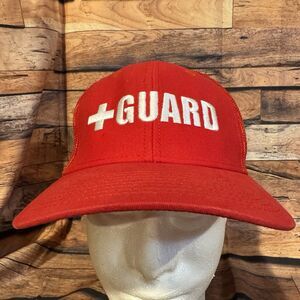 Red Lifeguard Trucker Hat +GUARD Embroidered SnapBack Adjustable Mesh Back Cap